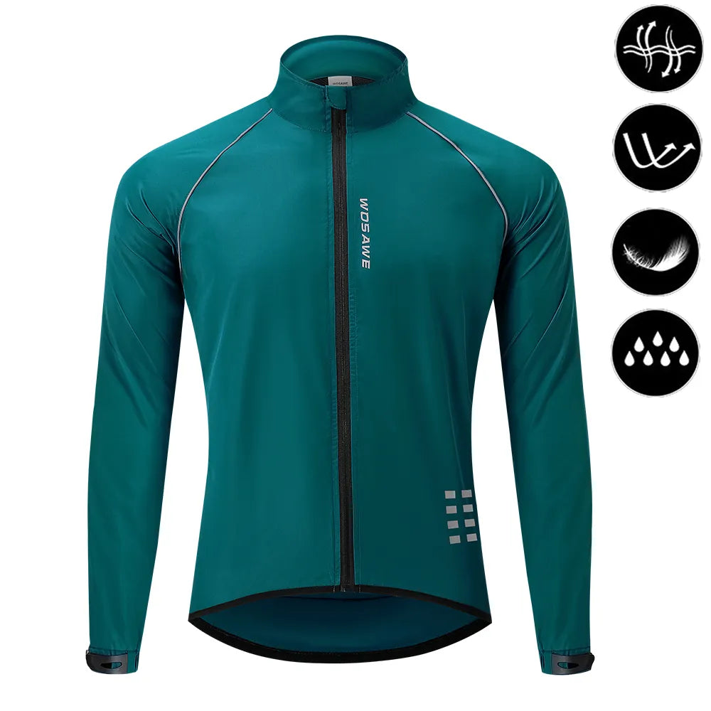 WOSAWE Men's Cycling Windbreaker Ultralight Reflective Windproof Jacket Men MTB Road Bike Wind Coat Long Sleeve Bicycle Clothing-WAYBIKER