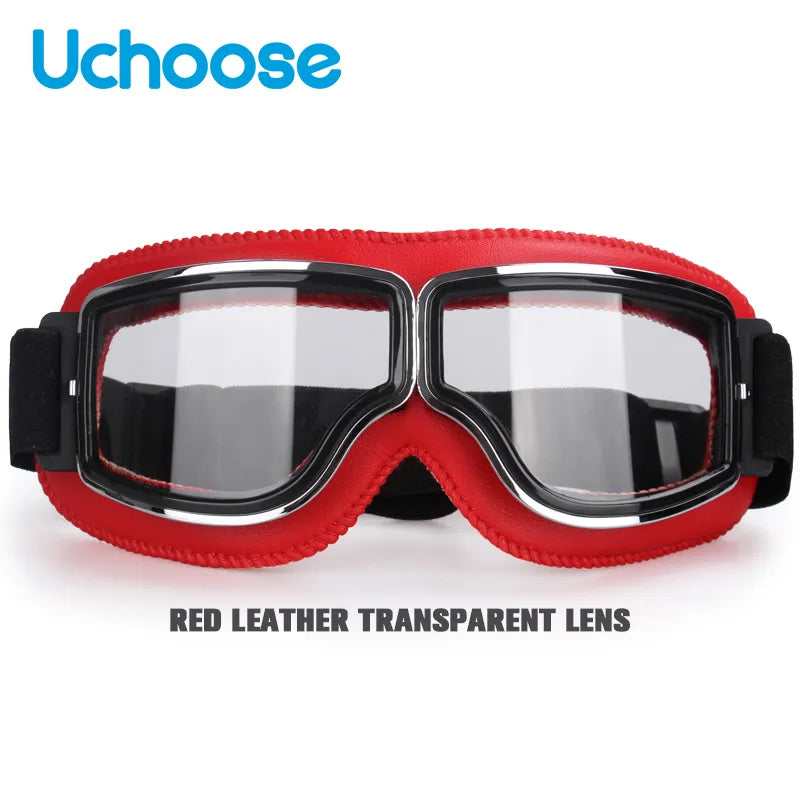 Windproof Bicycles Helmet Glasses Leather Safety Protective Anti-glare Motocross Cross-country Steampunk Glasses Easy To Carry-WAYBIKER