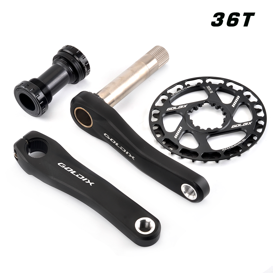 GOLDIX Children's Bicycle Crank 110/127/140/150/160mm Ultralight MTB Bicycle Crankset Black 28T 30T 32T 34T 36T 7/8/9/10 Speed-WAYBIKER