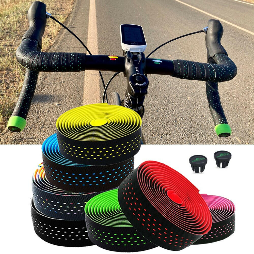 Soft Road Bike Bicycle Handlebar Cork EVA PU Bar Tape Professional Cycling Damping Anti-Vibration Wrap With 2 Bar Plug