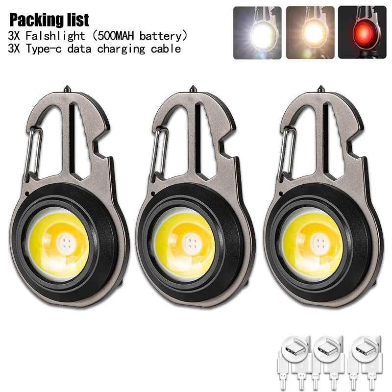 2023 New Mini Lantern Mutifuction Portable LED Flashlight Pocket Work Light Outdoor Camping Fishing Climbing Keychain Light-WAYBIKER