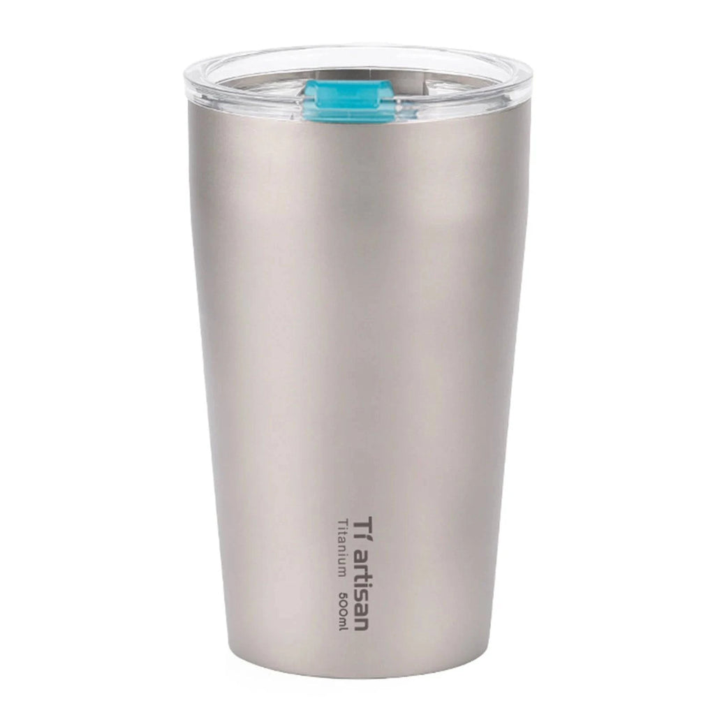 500ml Outdoor Titanium Teacup Double Wall Camping Beer Cup Ultralight Water Cup with Cup Lid for Travel Camping Hiking-WAYBIKER