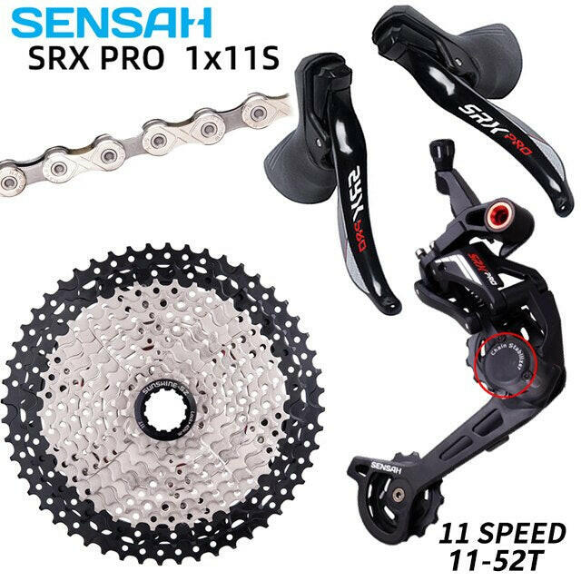 SENSAH 11 Speed Gravel Cross-Country Bike Group CX Bicycle 1x11 Shifter Mechanical Brake Clutch Derailleur 11V Cassette Road Set-WAYBIKER