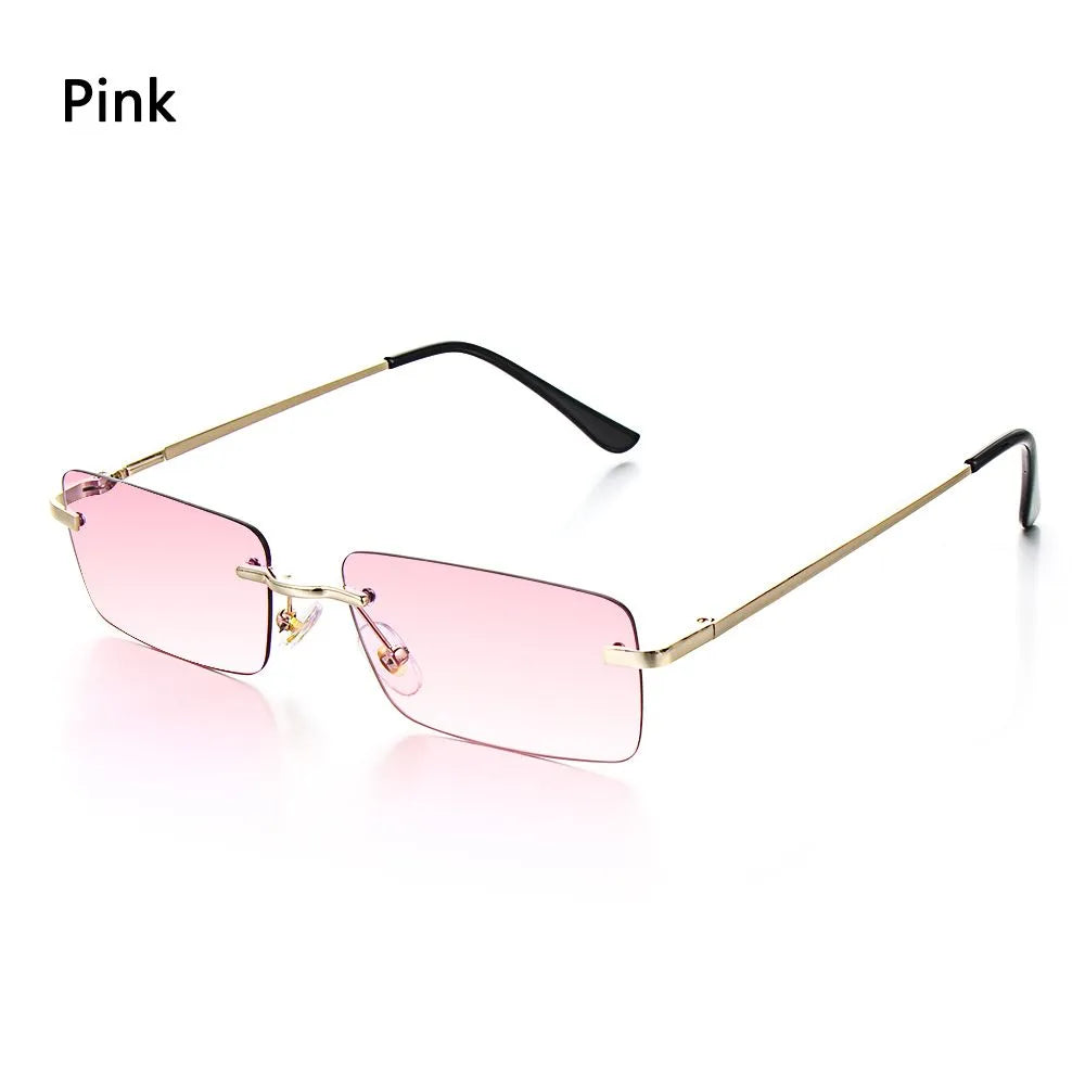 Fashion Luxury Design Rectangle Rimless SunGlasses Unisex Gradient Glasses Women Vintage Sunglasses UV400-WAYBIKER