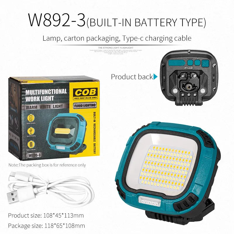 Strong Light COB Flashlight USB Rechargeable Torch Portable Outdoor Power Bank Camping Fishing Emergency Work Lamp With Hook-WAYBIKER