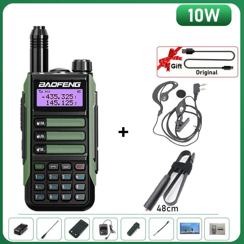 BaoFeng UV-16 Plus Walkie Talkie High Power USB C 10KM Long Range UV-16 Two Way Radio Dual Band Waterproof Transceiver FM Radio-WAYBIKER