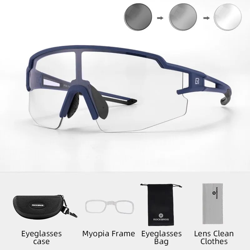 ROCKBROS Cycling Glasses Photochromic Lens Bike Eyewear Glasses UV400 Outdoor Sports Sunglasses Unisex Bicycle Glasses Goggles-WAYBIKER