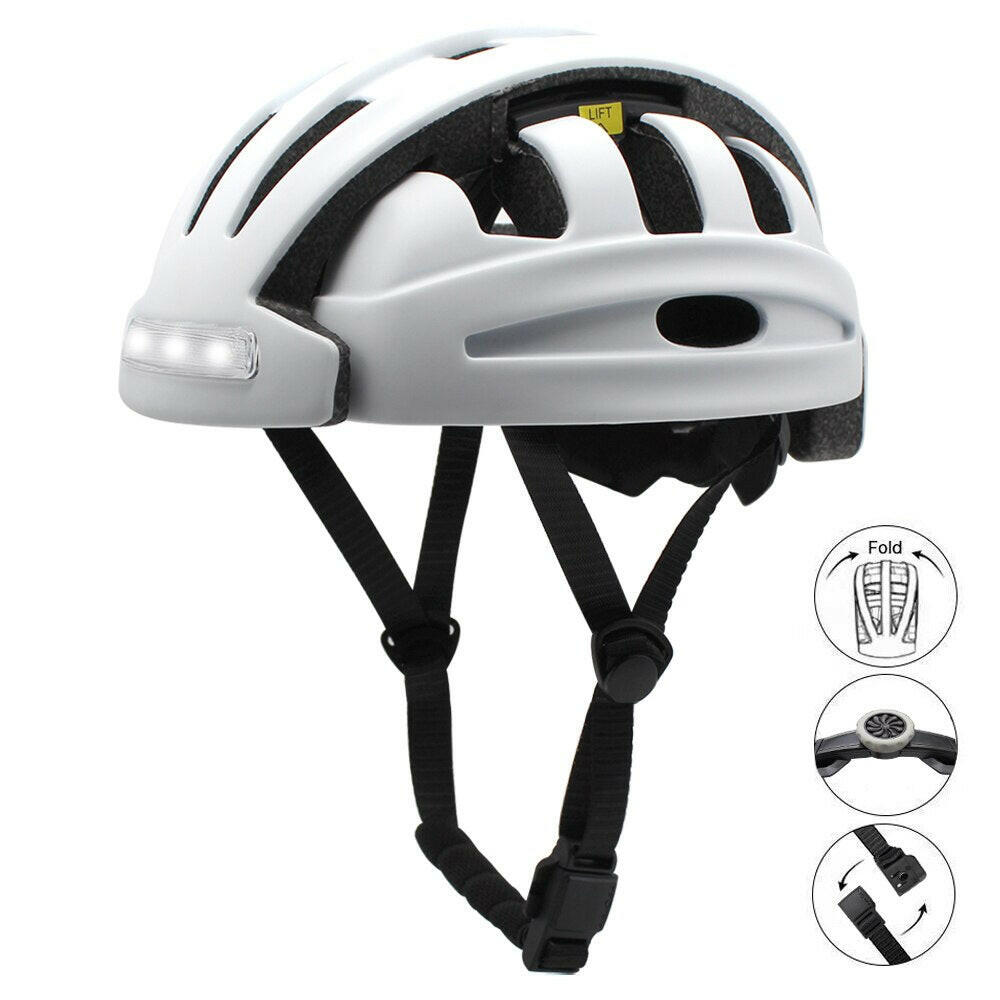 LED Portable Riding City Helmet Folding Cycling MTB Road Helmet Bicycl