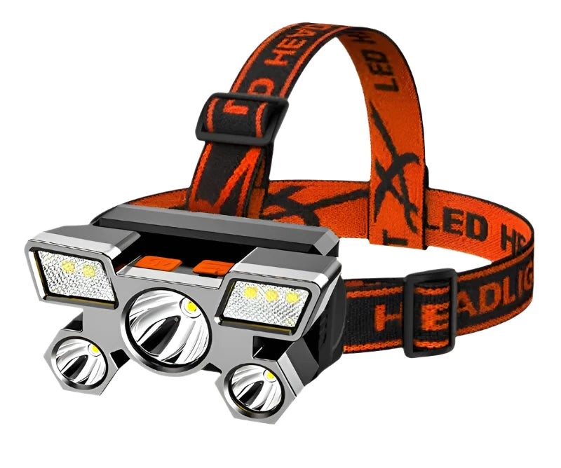 5 LED Headlamp Rechargeable with Built in 18650 Battery Strong Light Headlight Camping Adventure Fishing Head Light Flashlight-WAYBIKER