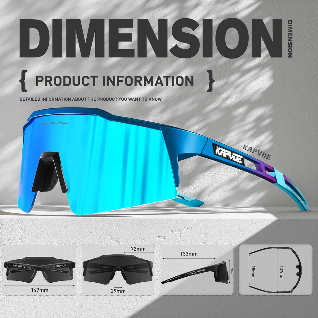 Kapvoe Sport Eyewear Mountain Bike Sport Cycling Glasses Outdoor Cycling Goggles  Men Cycling Sunglasses MTB Sunglasses 4lens-WAYBIKER