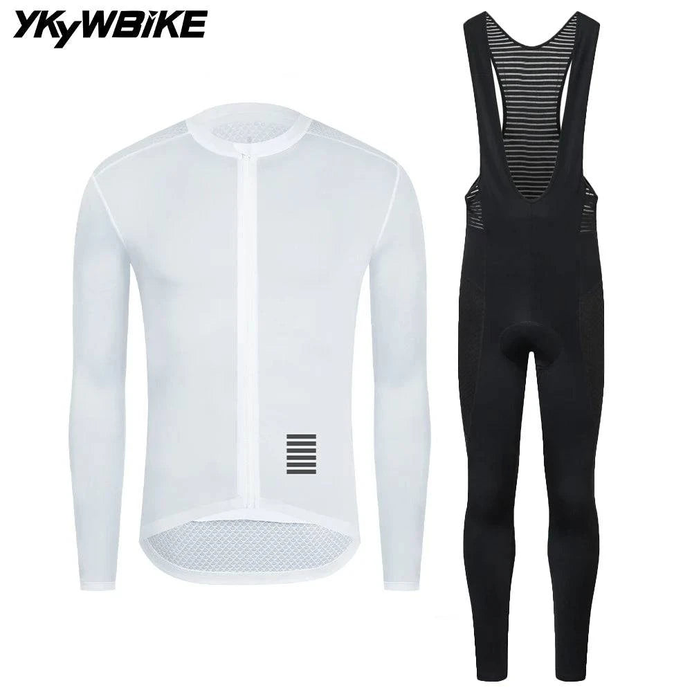 YKYWBIKE Men's Cycling Sets Long Sleeve Long Bib Pants  Bicycle Clothes Man Cycling Maillot Road Bike Kit Cycling Clothing-WAYBIKER
