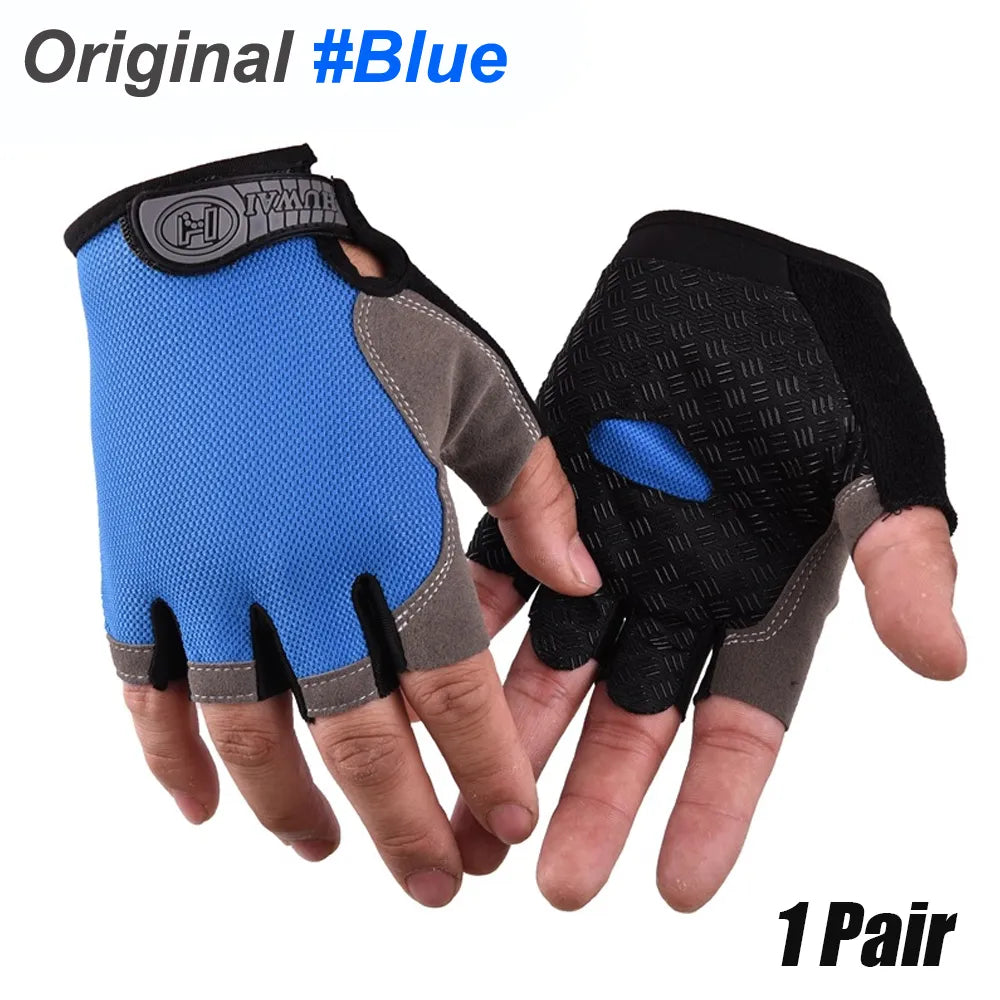 1Pair Cycling Gloves for Men & Women, Anti Slip Shock Absorbing Biking Gloves Half Finger Gel Pad Breathable Bike Bicycle Gloves-WAYBIKER