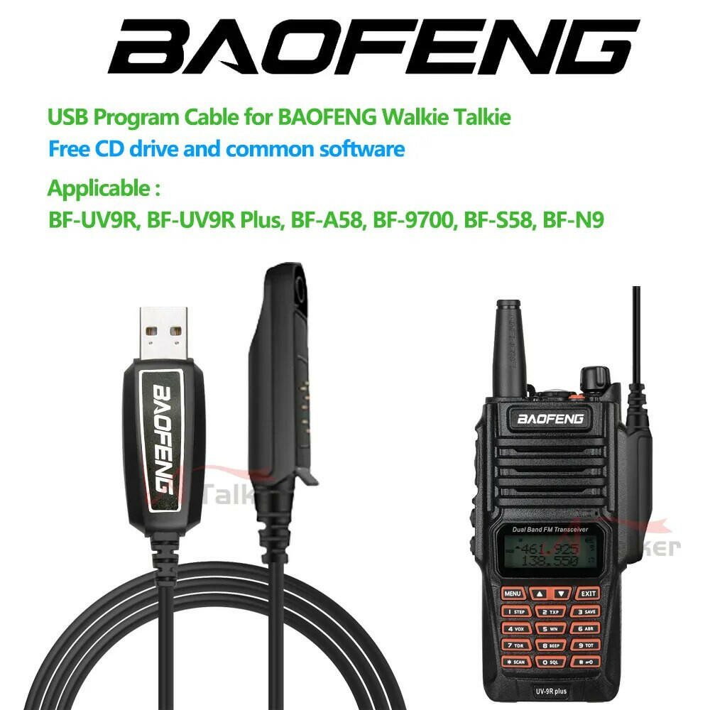 Baofeng Original Walkie Talkie UV9RPlus USB Programming Cable With CD Driver For Pofung UV-XR A-58 UV-9R BF-9700 BF-A58-WAYBIKER