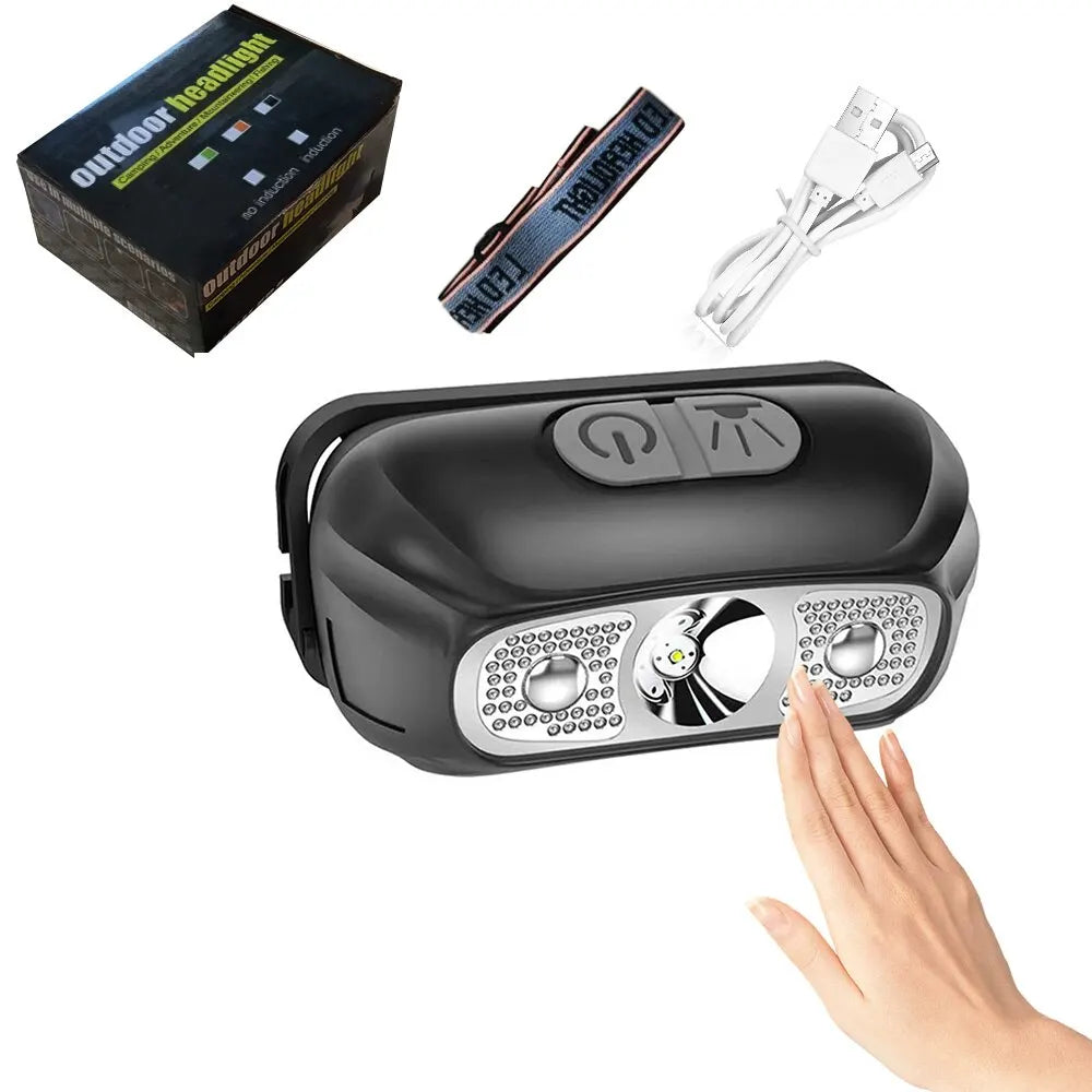 Intelligent Induction LED Light Long-range Usb Night Fishing Rechargeable Outdoor Head-mounted Flashlight Emergency Light-WAYBIKER