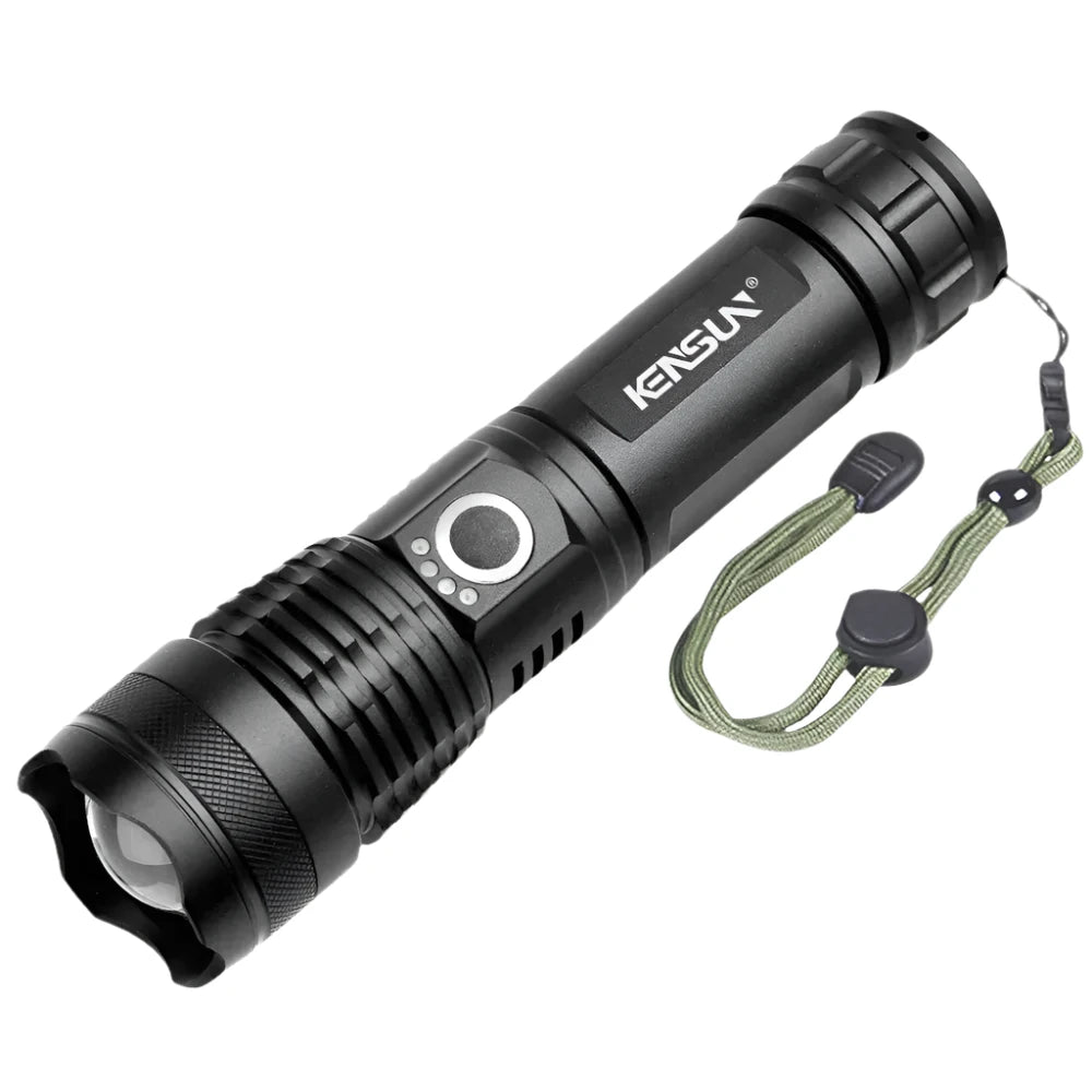 High Power 4-Core XHP50 LED Flashlight Type-C Rechargeable Torch Zoom Hand Lantern 18650 For Camping, Outdoor & Emergency Use ﻿-WAYBIKER