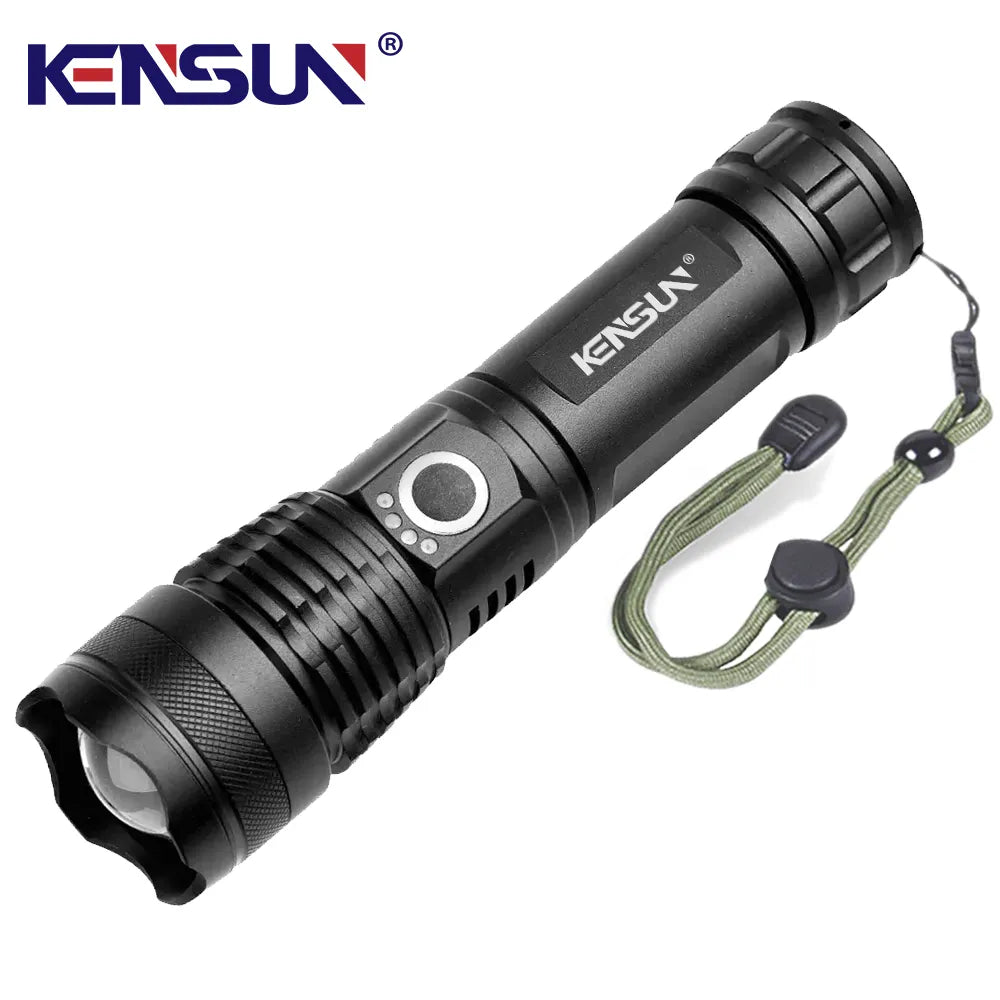 High Power 4-Core XHP50 LED Flashlight Type-C Rechargeable Torch Zoom Hand Lantern 18650 For Camping, Outdoor & Emergency Use ﻿