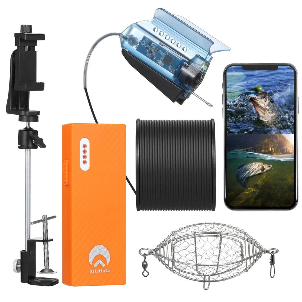1080P Underwater Fishing Live Video Camera APP Control Fish Finder With 50M Cable Mobile Phone Holder Bait Cage Carry Case-WAYBIKER