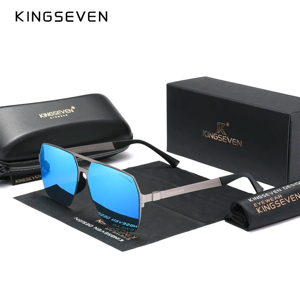 KINGSEVEN 2023 New Driving Men's Polarized Sunglasses Ultra Thin Temples Pilot Sun Glasses For Men UV400 Retro Eyewear-WAYBIKER