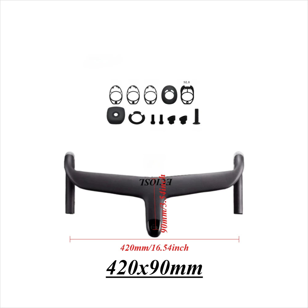 ECIOSL Carbo handlebar carbon stem roval Internal Cable Routing Road Bicycle Handlebar Cockpit Di2 color changing laser