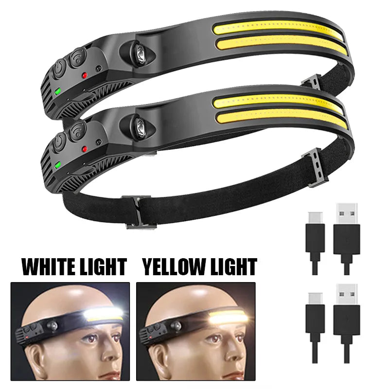 Head Lamp Led Induction Light USB Rechargeable Led Head Flashlight Work Light Head Torch With Built-in Battery Powerful Headlamp-WAYBIKER