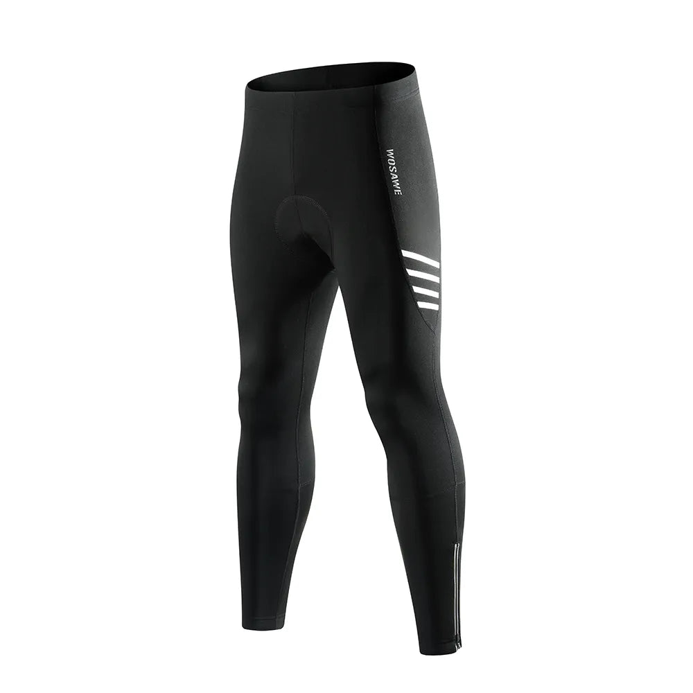 WOSAWE Winter Men Cycling Pant Keep Warm Fleece Lining Women Sports Leggings Long Pants Reflective Windproof MTB Bicycle Trouser-WAYBIKER