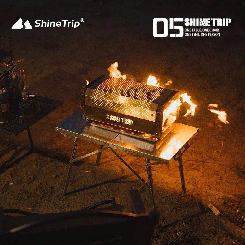 ShineTrip Camping Stove Outdoors Wood Burning Stove Stainless Steel Heating Stove Campfire Grill for Outdoors Cooking Picnic BBQ-WAYBIKER