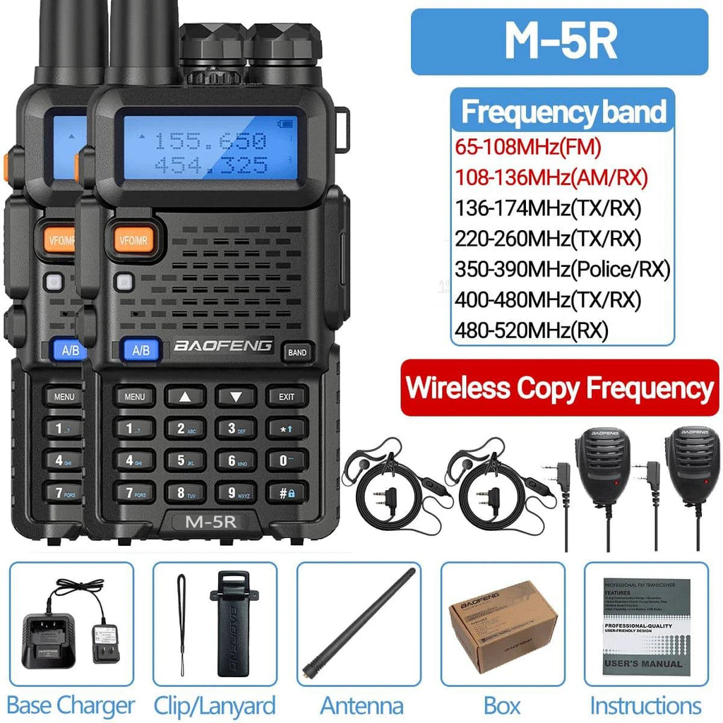 2Pack Baofeng M-5R Air Band Walkie Talkie Full Band Wireless Copy Frequency Long Range Two Way Radio Portable Ham UV-5R K5-WAYBIKER
