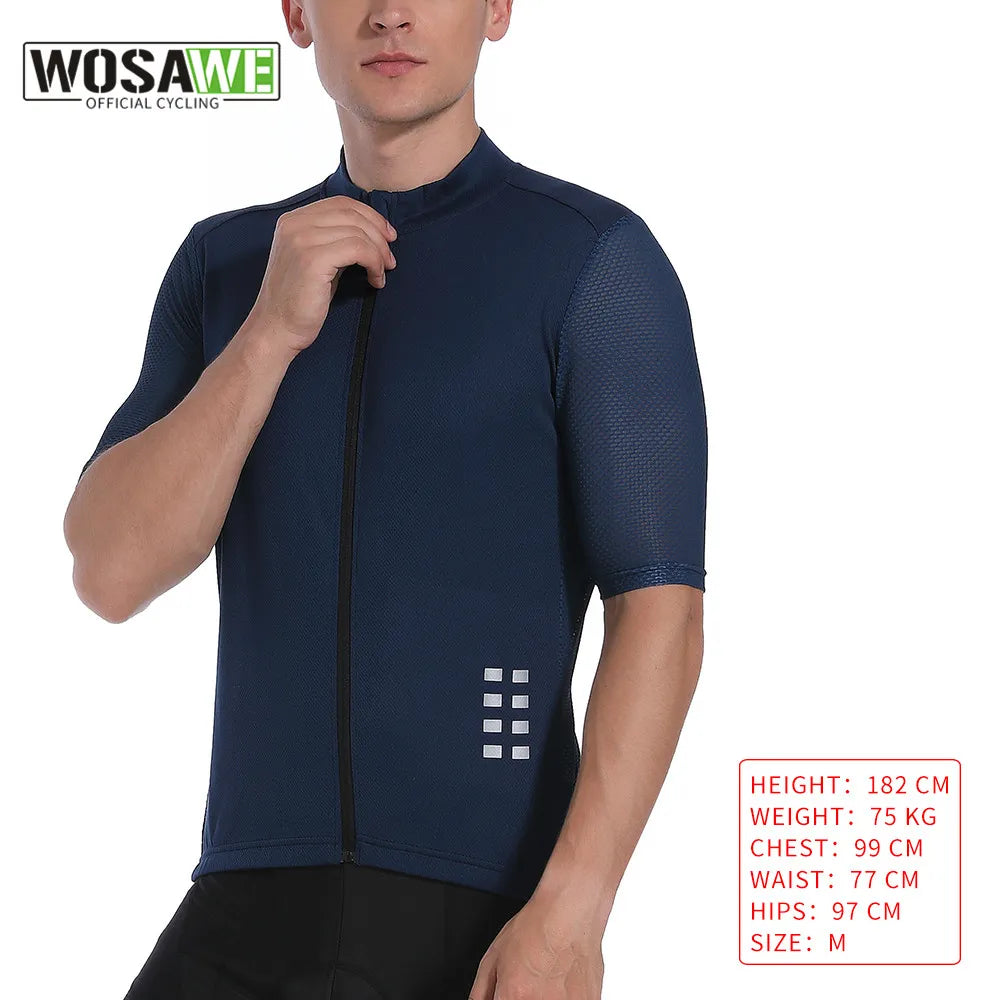 WOSAWE Men's Cycling Jersey Breathable MTB Jersey Bicycle Shirts Short Downhill Bike Wear Summer Mountain Bicycle Clothing Top-WAYBIKER
