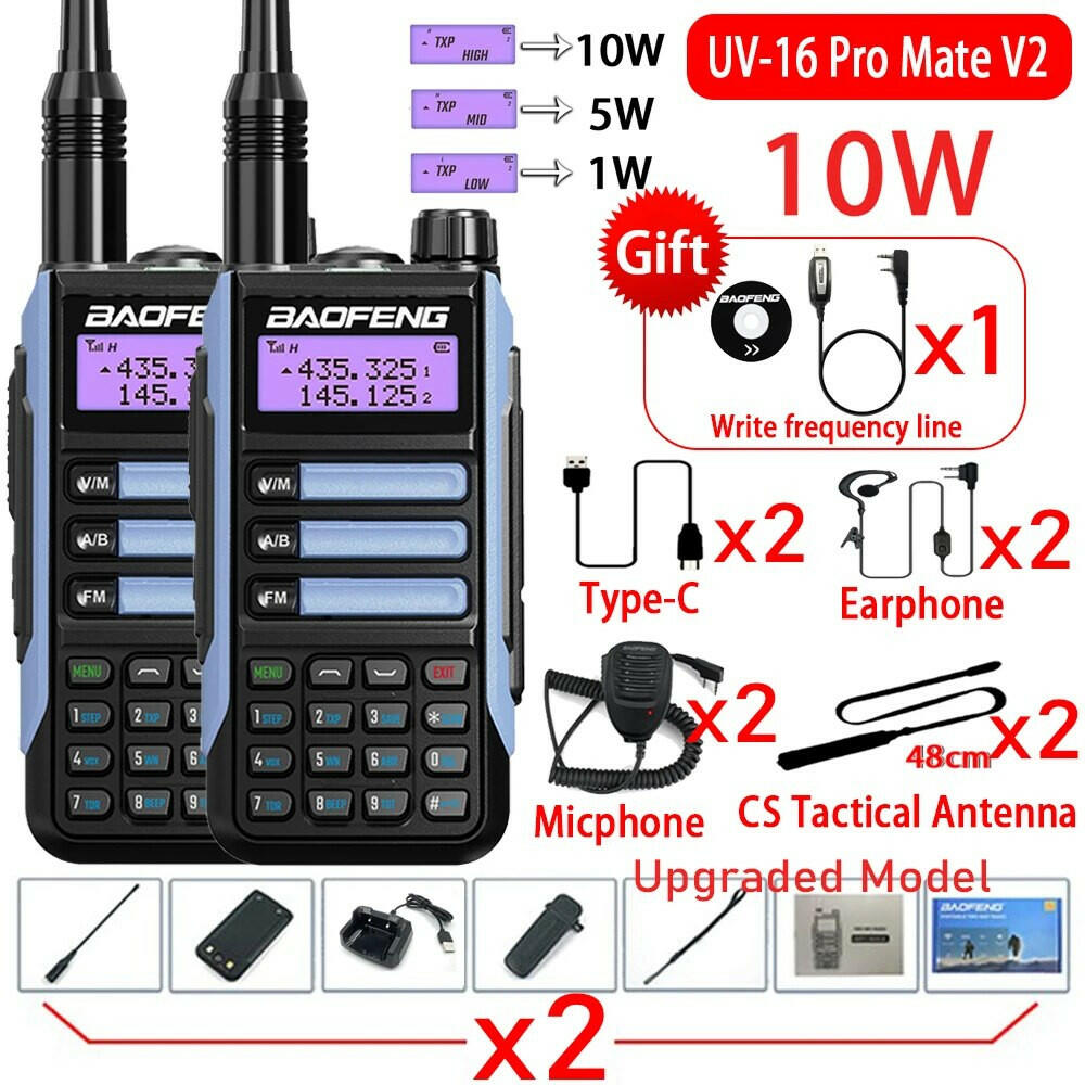 2Pack Baofeng UV16 Pro V2 Walkie Talkie 10W VHF UHF Dual Band Two Way CB Ham Radio UV-16 Portable Radio Transceiver UV5R UV10R-WAYBIKER