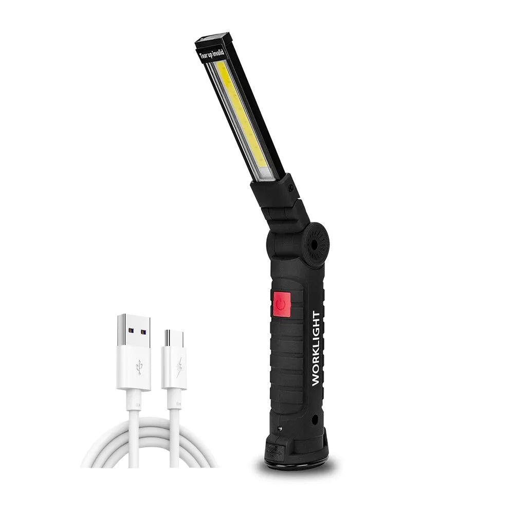 Rechargeable Camping LED Flashlight Work Light with Magnet and Hook IP64 Waterproof 5 Lighting Modes Suitable for Night Work