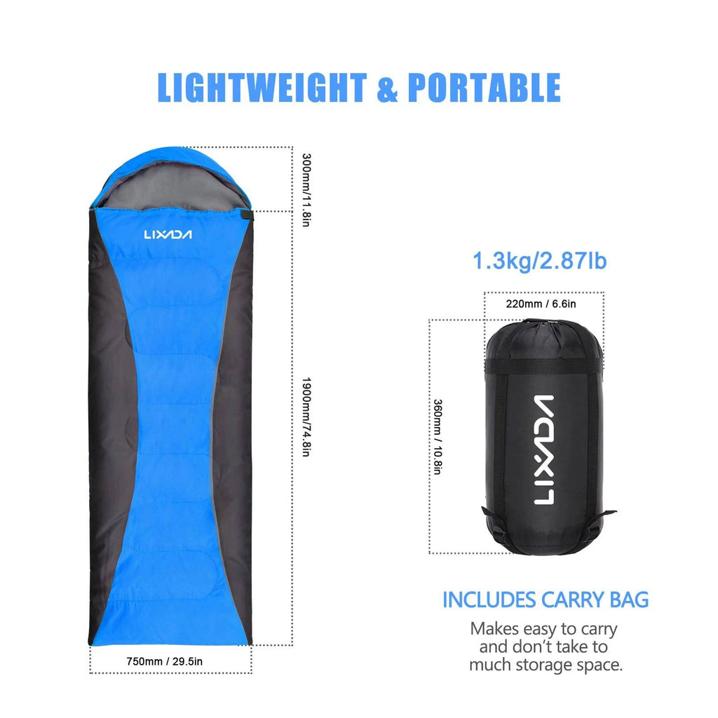 Lixada Sleeping Bag 4-Season Camping Warm Sleeping Bag Waterproof with Storage Bag for All Season Hiking Outdoor Adventure-WAYBIKER