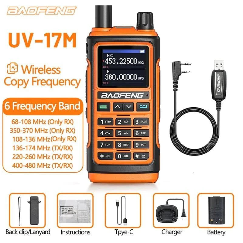 Baofeng UV-17M Air Band Walkie Talkie 999CH NOAA Full Band Type-C Charger Wireless Copy Frequency Long Range UV 5R Two Way Radio-WAYBIKER