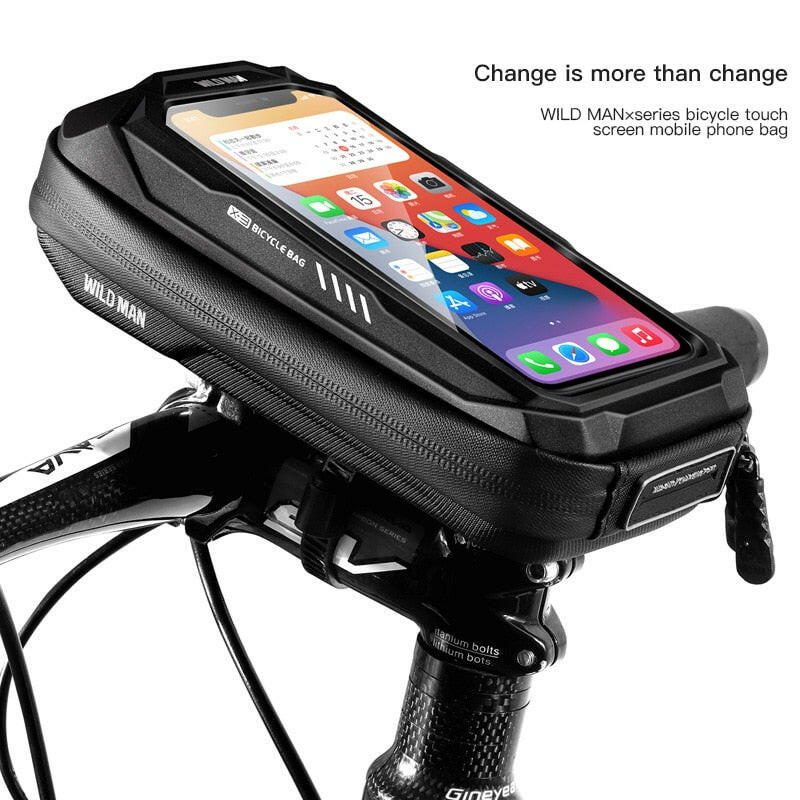 New Bike Phone Holder Bag Case Waterproof Cycling Bike Mount 6.9in Mobile Phone Stand Bag Handlebar MTB Bicycle Accessories-WAYBIKER