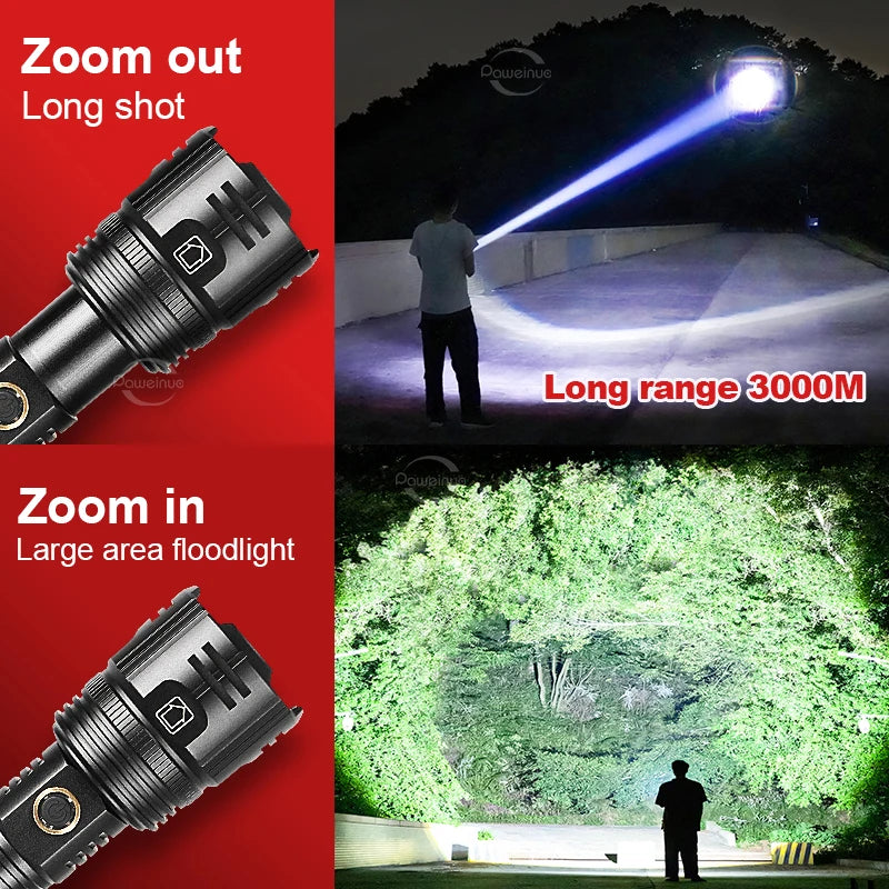 Most Powerful Flashlight Long Range Led Flashlight Ultra Strong Spotli