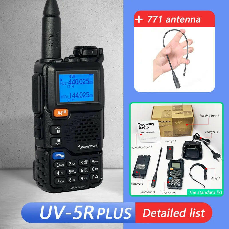 Quansheng UV-5R PLUS Walkie Talkie 5W Air Band Radio  Charge UHF VHF DTMF FM Scrambler NOAA Wireless Frequency Two Way CB Radio-WAYBIKER