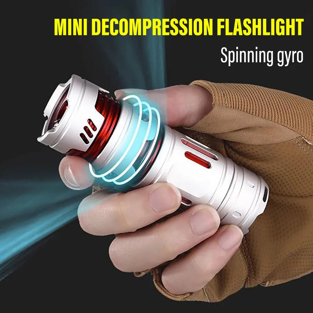 Rechargeable High Power LED Flashlight Camping Torch Equipped with Decompression Rotatable Gyro Suitable for Outdoor,Adventure-WAYBIKER