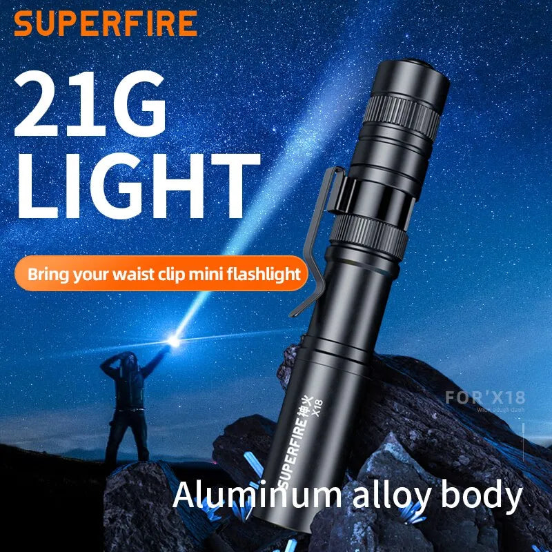 SUPERFIRE X18/L28 Pen Light Mini LED Flashlight Pocket Portable Handheld Torch for Camping Fishing Emergency EDC Lantern-WAYBIKER