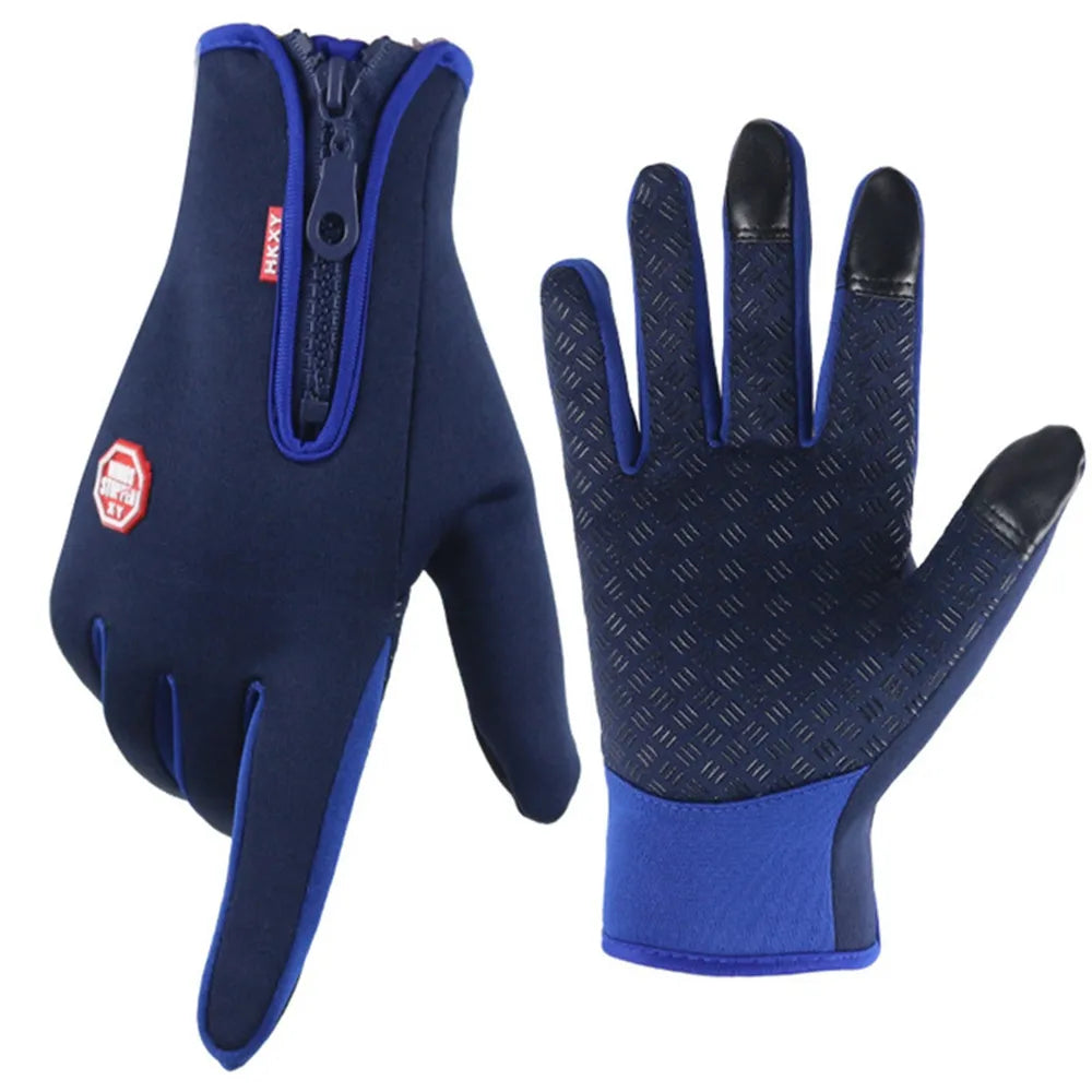 Warm Gloves For Men Waterproof Windproof Cold Gloves Snowboard Motorcycle Riding Driving Warm Touchscreen Zipper Glove-WAYBIKER