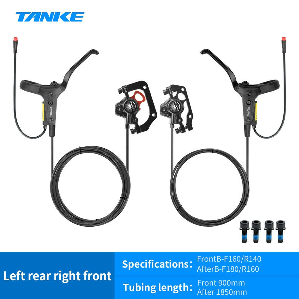 TANKE e-bike MTB electric Bike Hydraulic Disc Brake Set 180mm Rotors Oil Calliper Plate Front Rear Mountain Bicycle Clamp 22.2mm-WAYBIKER