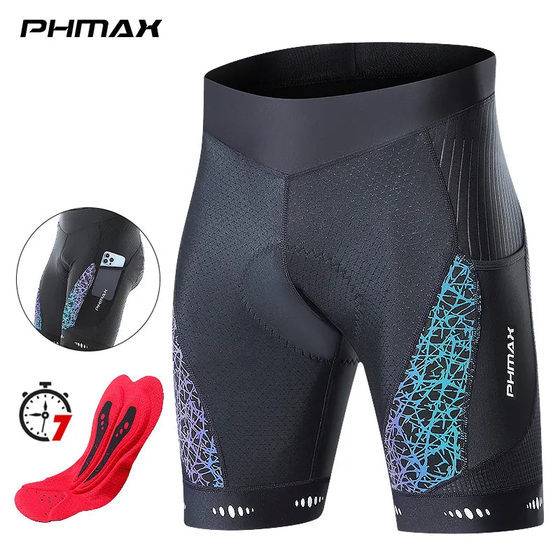 PHMAX Cycling Shorts Summer Men's Bike Shorts MTB Shockproof 5D Gel Pad Cycling Bib Tights Breathable Road Racing Bicycle Short-WAYBIKER