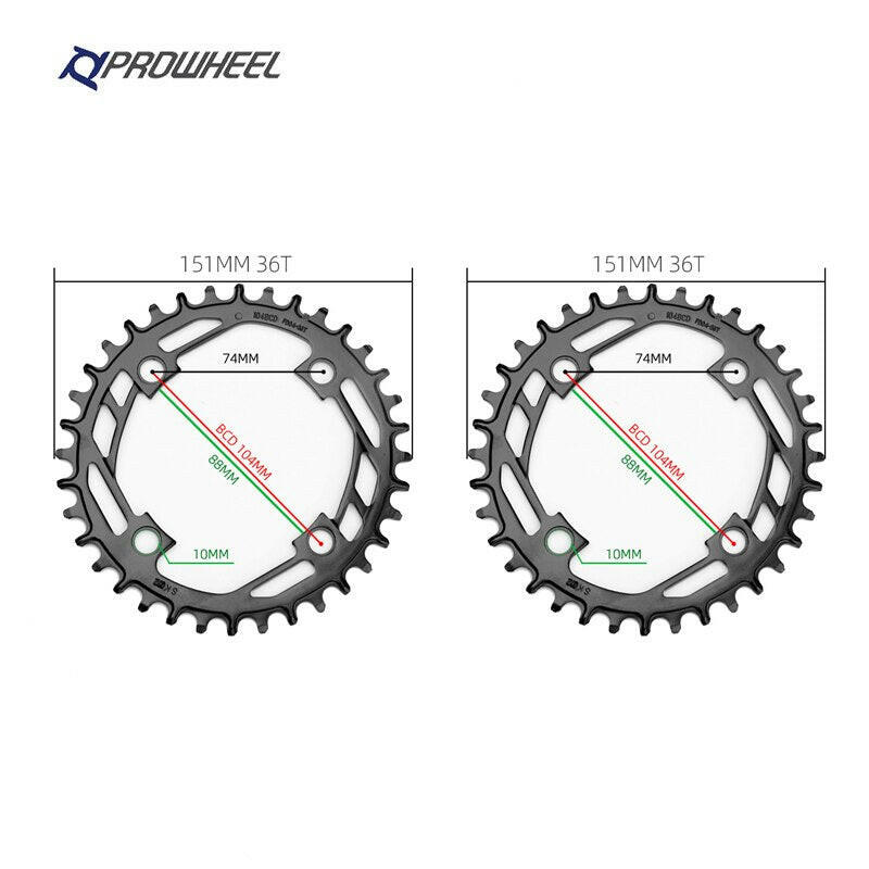 PROWHEEL 32T 34T 36T 38T 40T Mountain Bicycle Narrow Wide Chainring Chain Wheel 104BCD MTB Bike Sprocket Tooth Plate Crank Parts-WAYBIKER