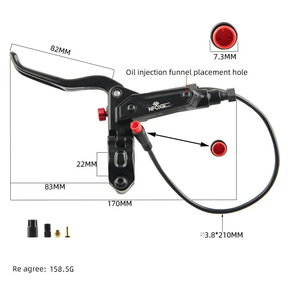 NFOX 2A New GT267 Oil Disc Power Off Brake Handle 3-pin Suitable for Electric Skateboarding Bicycle 2-pin Handle Rod Accessories