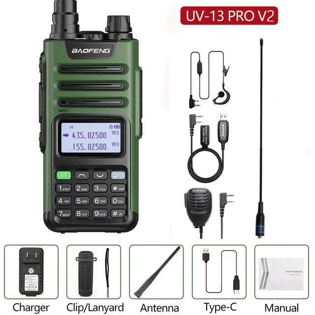 Baofeng UV-13 PRO Ham Radio 16 KM Long Range Distance Dual Band 999 Channel Type-C Charging Walkie Talkie Upgrade UV-5R UV-10R-WAYBIKER