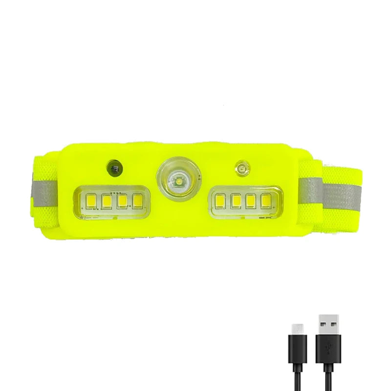 Portable LED Induction Headlamp XPE+COB Headlight 18650 Battery USB Rechargeable Waterproof Camping Torch Powerful Head Lamp-WAYBIKER