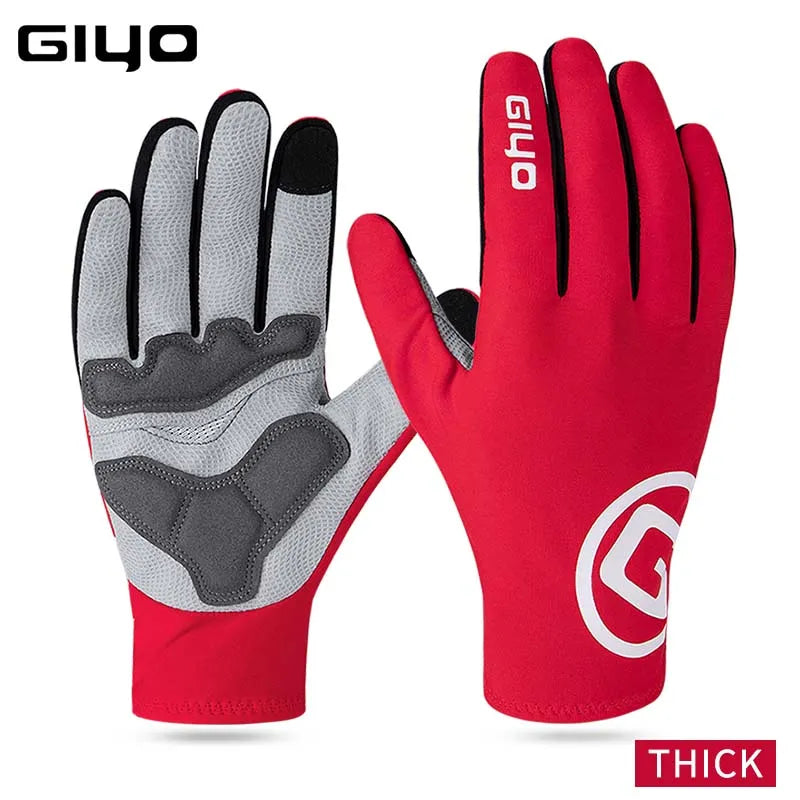 GIYO Winter Gloves Padded Fleece Cycling Motorcycle MTB Bike Gloves Bicycle Full Finger Touch Screen Gloves Water Resistant-WAYBIKER