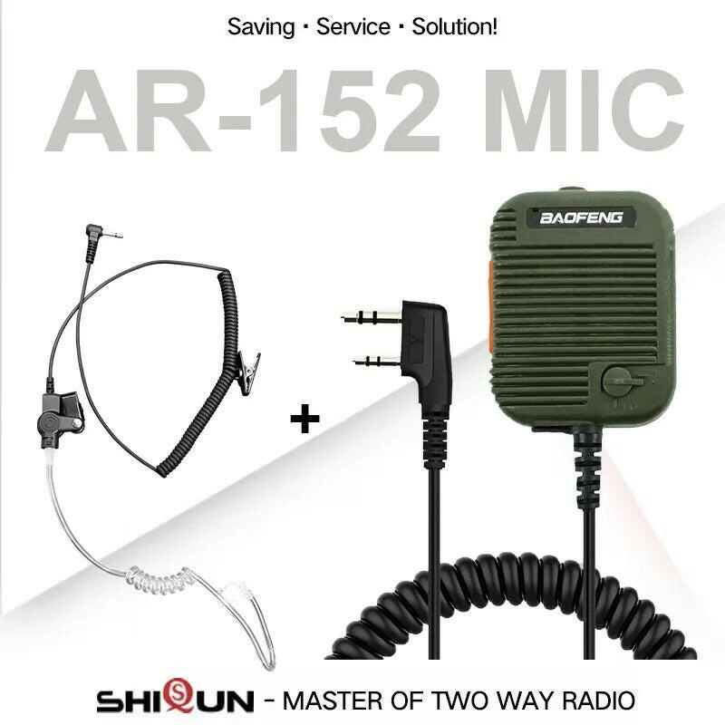 Baofeng AR-152 Tactical Speaker Mic Shoulder Microphone Volume Adjustable for Baofeng UV-K5 UV-5R UV-S9 UV-13 PRO Walkie Talkies