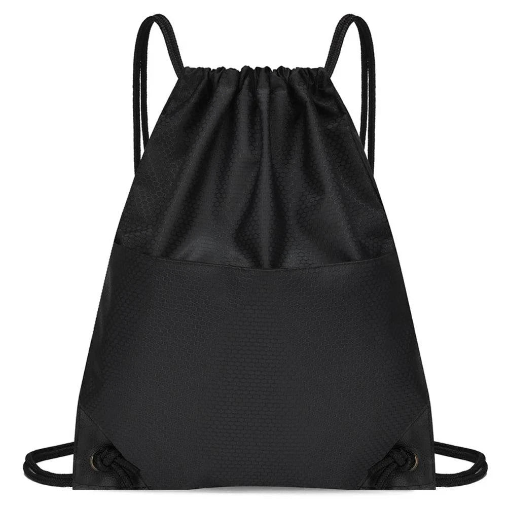 Gym Sack Drawstring Backpack Water-resistant Drawstring Bucket Bag with Zipper Pockets Light Sack for Adults and Teenagers Kids-WAYBIKER