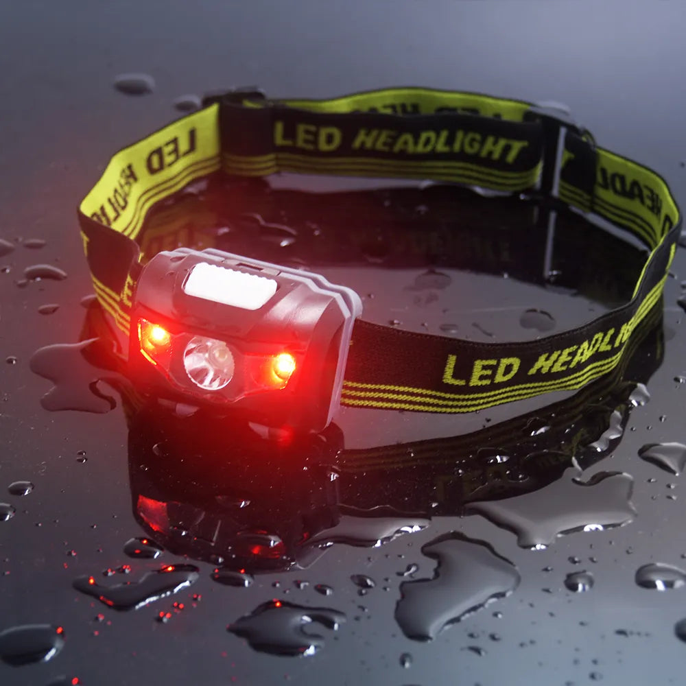 Red White Mini Head Lamp 4 Mode Waterproof R3+2 LED Flashlight Super Bright Headlight Headlamp Torch Lanterna Use AAA Battery-WAYBIKER