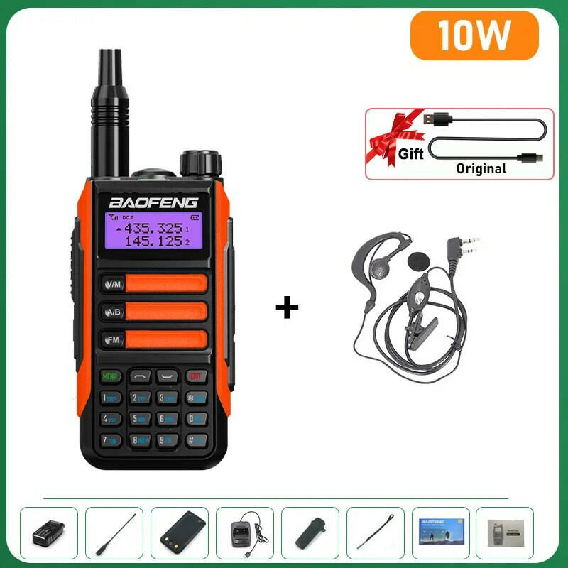 BaoFeng UV-16 Plus Walkie Talkie High Power USB C 10KM Long Range UV-16 Two Way Radio Dual Band Waterproof Transceiver FM Radio-WAYBIKER