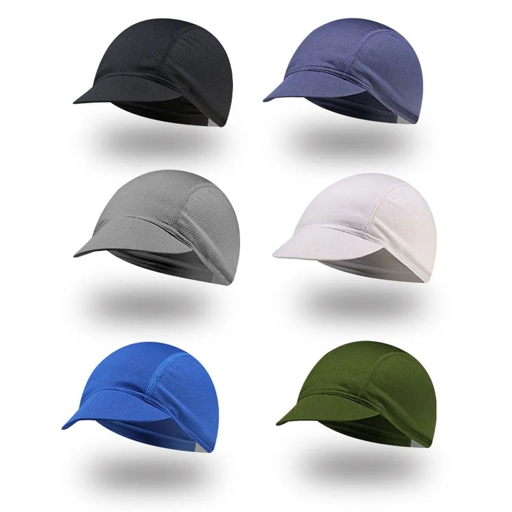 Riding Cycling Cap Solid Color Mesh Outdoor Sun Protection Summer Elastic Hat Biking Portable Dustproof Cycling Part-WAYBIKER